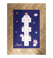MEKTA HOME BEBEK VE ÇOCUK ODASI Unicorn ve Seksek Desenli Lacivert Halı
