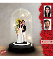 Kişiye özel Sevgili Hediye,sevgililer günü Karikatür Hediyesi, Karikatür hediye, Dekoratif Karikatür ışıklı Fanus , Sevgililer günü Hediyesi FN273