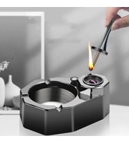 Lüks Sıradışı tasarım Elektronik ve Zippo Ateşleme Küllük Modeli (Siyah)