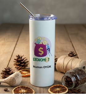 Kişiye Özel Ekonomist Pipetli Çelik Termos  Hediyesi (Beyaz)