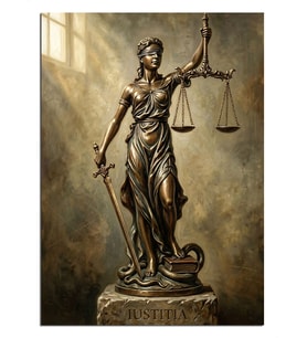 Adalet Heykeli Justitia Figürü Tablosu Dekoratif Kanvas - Mdf Ahşap Tablo