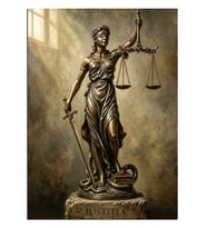 Adalet Heykeli Justitia Figürü Tablosu Dekoratif Kanvas - Mdf Ahşap Tablo
