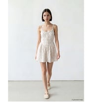 LCW Comfort Beyaz İp Askılı Çiçekli Korseli Mini Elbise