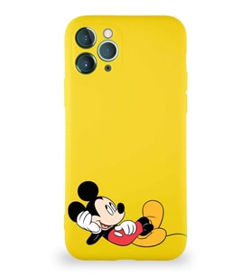 Apple iPhone 11 Pro Soft Premier Kapak Mickey Mouse-F Tasarımlı Silikon Kılıf - Sarı (Şeffaf)