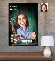Kişiye Özel Karikatür Baskılı Ahşap Tablo Avukat Kadın-2 30x40