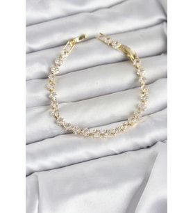 Kare Zirkon Taşlı Gold Renk Pirinç Su Yolu Kadın Bileklik 5886 - HPSBYI3122-7347