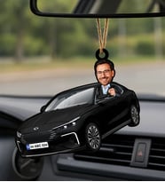 BK Gift Kişiye Özel Erkek Oltu Renk Togg Karikatürlü Ahşap Plakalı Araba Dikiz Ayna Süsü-1 , Arkadaşa Hediye, Sevgiliye Hediye, Araba Hediyesi
