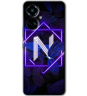 Tecno Camon 19 Pro Kılıf HD Desen Baskılı Kılıf - Dark Neon Yaprak N Harfi