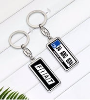 BK Gift Kişiye Özel Plakalı FIAT Logolu Çift Taraflı Gümüş Krom Anahtarlık-3