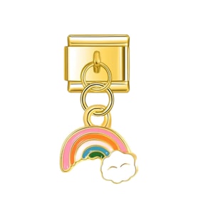 Mutlu Gökkuşağı Gold Çelik İtalyan Charm