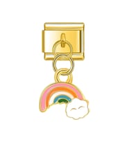 Mutlu Gökkuşağı Gold Çelik İtalyan Charm