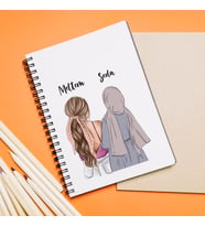 Kız Arkadaş ( Tesettürlü - Açık ) Tasarımlı Defter Kişiye Özel