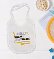 BK Kids Takun Bağa Kukari Tasarımlı Beyaz Bebek Mama Önlüğü-1