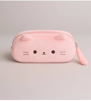 Kalem Kutusu Sevimli Kedi Geniş Kapasiteli Peluş Kalemlik - Pembe