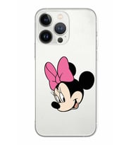 Apple iPhone 13 Pro Max Uyumlu Kamera Korumalı Tıpalı Kapak Minnie Mouse TasarımlıŞeffaf Kılıf