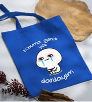 BK Gift Dardayım Tasarımlı Mavi Kumaş Bez Çanta, Baskılı Omuz Çantası, Alışveriş Çantası, Arkadaşa Hediye-1