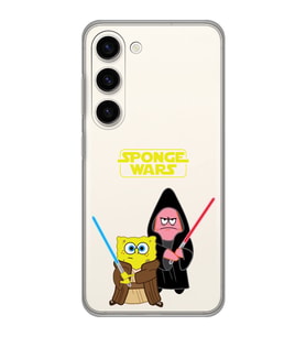Samsung Galaxy S23 Uyumlu Sunger Bob Star Wars Desenli Şeffaf Telefon Kılıfı