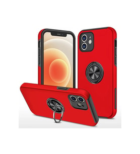 Newface Apple iPhone 12 Kılıf Elit Yüzüklü Kapak - Kırmızı