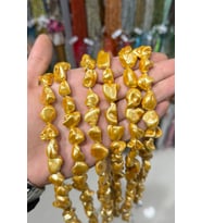 İnci Amorf Kesim Parlak Gold 18x25mm Doğal Taş Dizi [AB+]