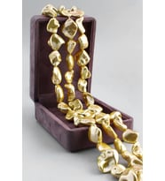 İnci Doğal Taş Parlak Gold Amorf Kesim 18x25mm Dizi [AB+]
