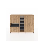 Hyperion Dolap 13 Raflı 6 Kapaklı 220x44x163 Çam-Çam/Antrasit