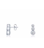 Diamond Line-Gülaylar Beyaz Altın 14 Ayar Tektaş Küpe