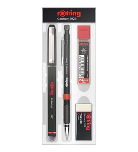 ROTRING VISUMAX + SİYAH ROLLER + MİN + SİLGİ 4'LÜ OFİS SETİ - 0.7 mm