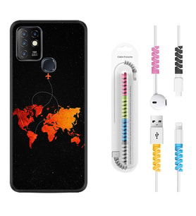 INFINIX Hot 8 9 10 11S Hot 10 Play 10T Kılıf Kablo Koruma Spiral Silikon İz Bırakan Uçak 1778