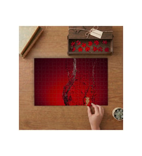 Kırmızı Zeminde Sıçrayan Su Tasarımı 240 parça Ahşap Puzzle Ahşap Kutuda MP03490