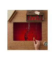 Kırmızı Zeminde Sıçrayan Su Tasarımı 240 parça Ahşap Puzzle Ahşap Kutuda MP03490