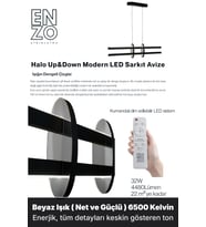 Halo Silver Lineer LED Sarkıt Avize – Kumandalı Dim Edilebilir – Yukarı & Aşağı Işık