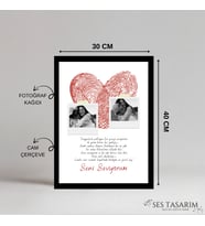 Parmak izi poster tablo, Çerçeve CAM , Kişiye Özel, Konsept, Sevgiili Arkadaş (30x40) (Siyah)