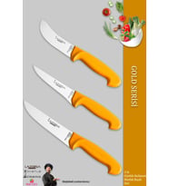 Lazbisa Gold Serisi Mutfak Bıçak Seti Et Ekmek Sebze Bıçağı 3 Lü Set Günlük Kullanım ( Mtf-001)