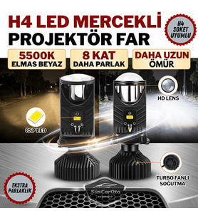 H4 Lazer Mercekli Far Ampulü Ufuk Çizgili Araç Motosiklet Projektör LED Xenon Şimşek Etkili 9/36v