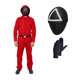 Üçgen Squid Game Kostüm - Asker Kostümü - Cosplay Squid Game Costume