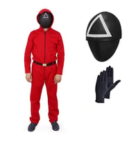 Üçgen Squid Game Kostüm - Asker Kostümü - Cosplay Squid Game Costume 