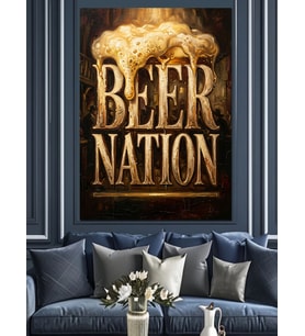 Beer Nation Retro Bira Tabelası Dekoratif Kanvas - Mdf Ahşap Tablo