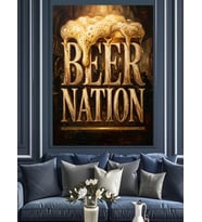 Beer Nation Retro Bira Tabelası Dekoratif Kanvas - Mdf Ahşap Tablo