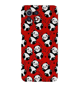 Xiaomi Mi 11 Lite Uyumlu Lansman Kılıf Panda Tasarımlı İçi Kadife Kapak-Kırmızı (Şeffaf)