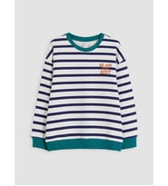 LCW Kids Lacivert Erkek Çocuk Çizgili Kalın Sweatshirt