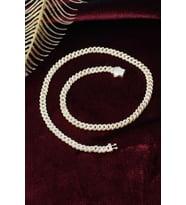 Kalın Zincir Kolye 925 Ayar Gümüş Zirkon Taş Rose Kolye (Gold)