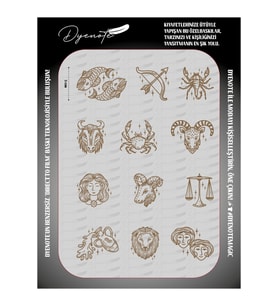 Zodiac Signs Burçlar Iron Press Tekstil Ütü İle Yapışan Transfer Baskı Kağıdı DTF BASKI