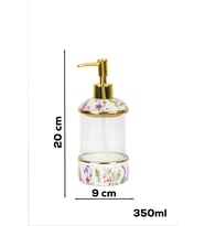 Porsima 3127-1 Gold Kapaklı Porselen Ve Cam Sıvı Sabunluk Çiçek Desenli Ve Şeffaf Tasarım 350 Ml Gold