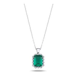 1.74 Karat Pırlanta Zümrüt Kolye (Beyaz)