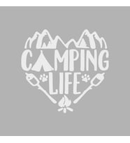 Camping Life Araba Sticker siyah 15x15 CM (Beyaz)