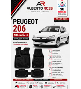 PEUGEOT 206 Araca Özel Kauçuk 3D Profesyonel Oto Paspası
