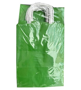 Büküm Saplı Kraft Kağıt Çanta Karton Hediyelik Poşet Torba - Yeşil - 18x24 Cm. -25 Adetlik 4 Paket