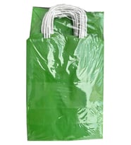 Büküm Saplı Kraft Kağıt Çanta Karton Hediyelik Poşet Torba - Yeşil - 18x24 Cm. -25 Adetlik 4 Paket