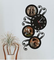 Kişiye Özel 3 Fotoğraflı Dekoratif Duvar Saati