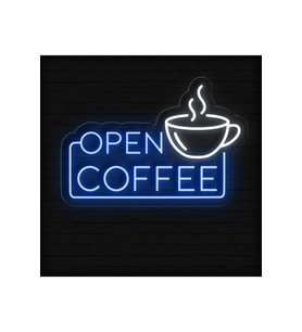 OPEN COFFEE Yazılı ve Şekilli Neon Tabela